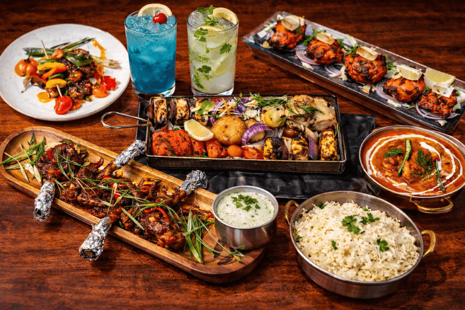 Restaurant hero background showcasing our signature dishes